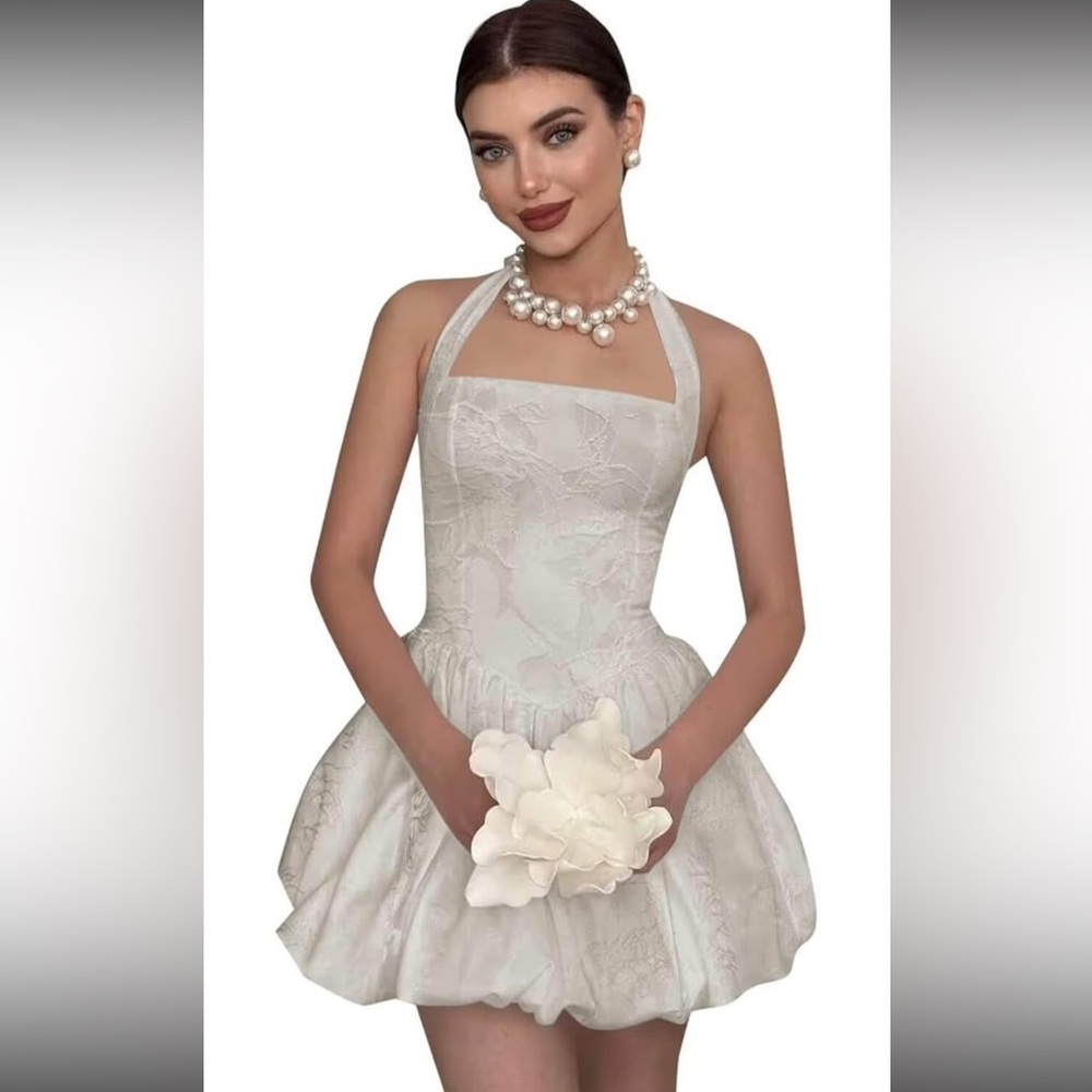 New, Never Worn Elegant White Halter Dress